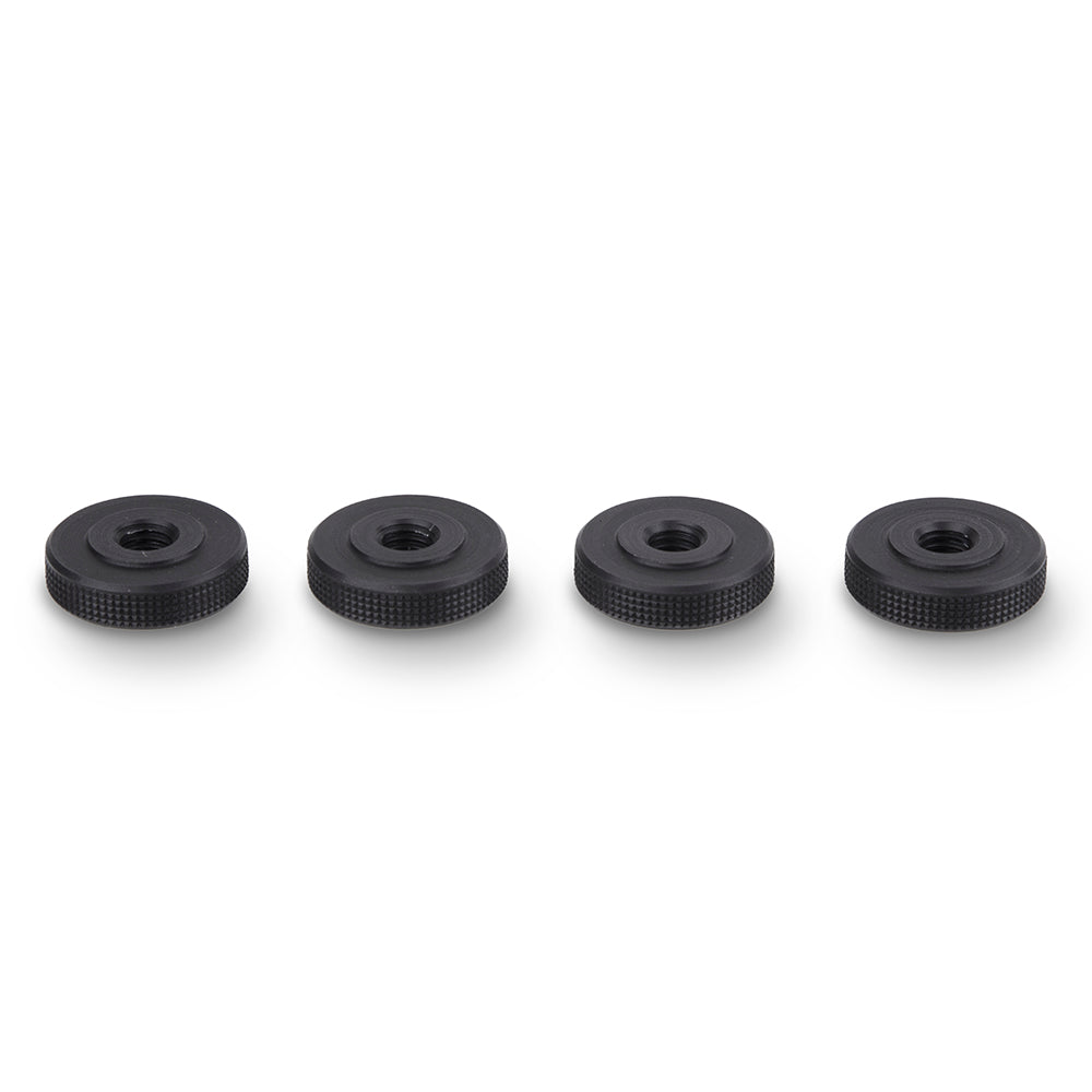 20mm Knurled Thumb Nuts Black Aluminium M6 x 5mm (Set of 4)